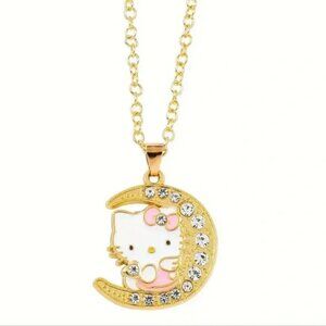 sanrio HELLO KITTY gold-tone MOON PENDANT NECKLACE boxed